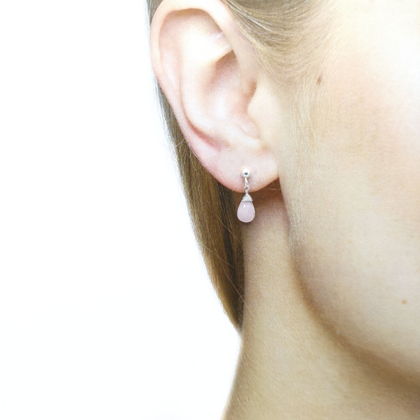 Pink Opal Pear Faceted Earrings