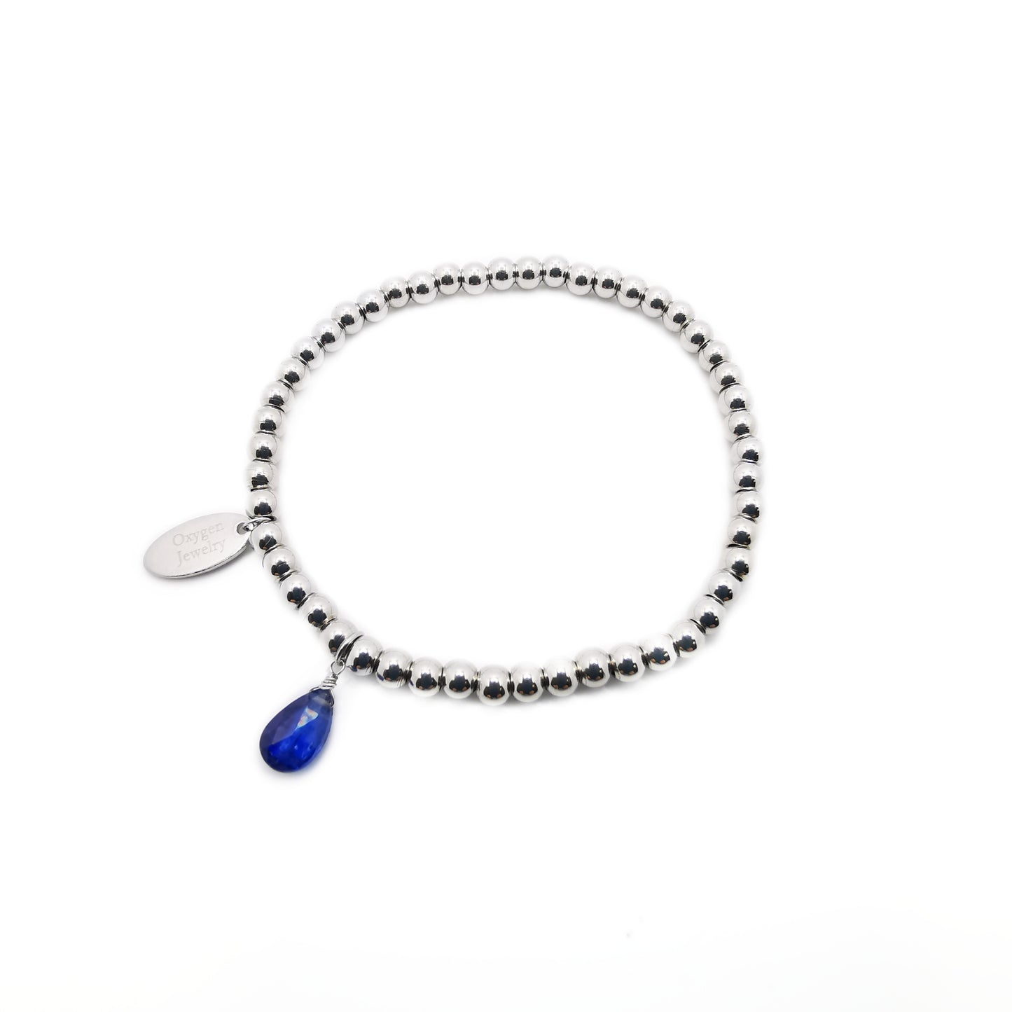 藍晶石梨形切面金屬珠彈性手鏈
