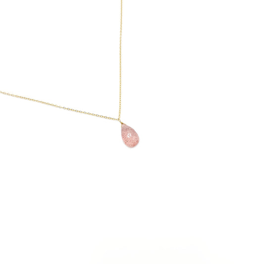 Strawberry Crystal Pear Shaped Necklace