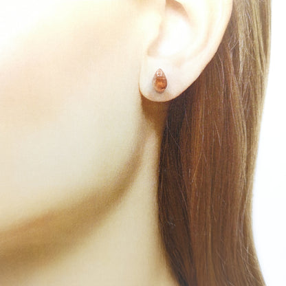 Sunstone Pear Shaped Face Stud Earrings
