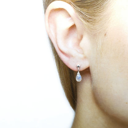 Moonstone Three-dimensional Waterdrop Faceted Earrings