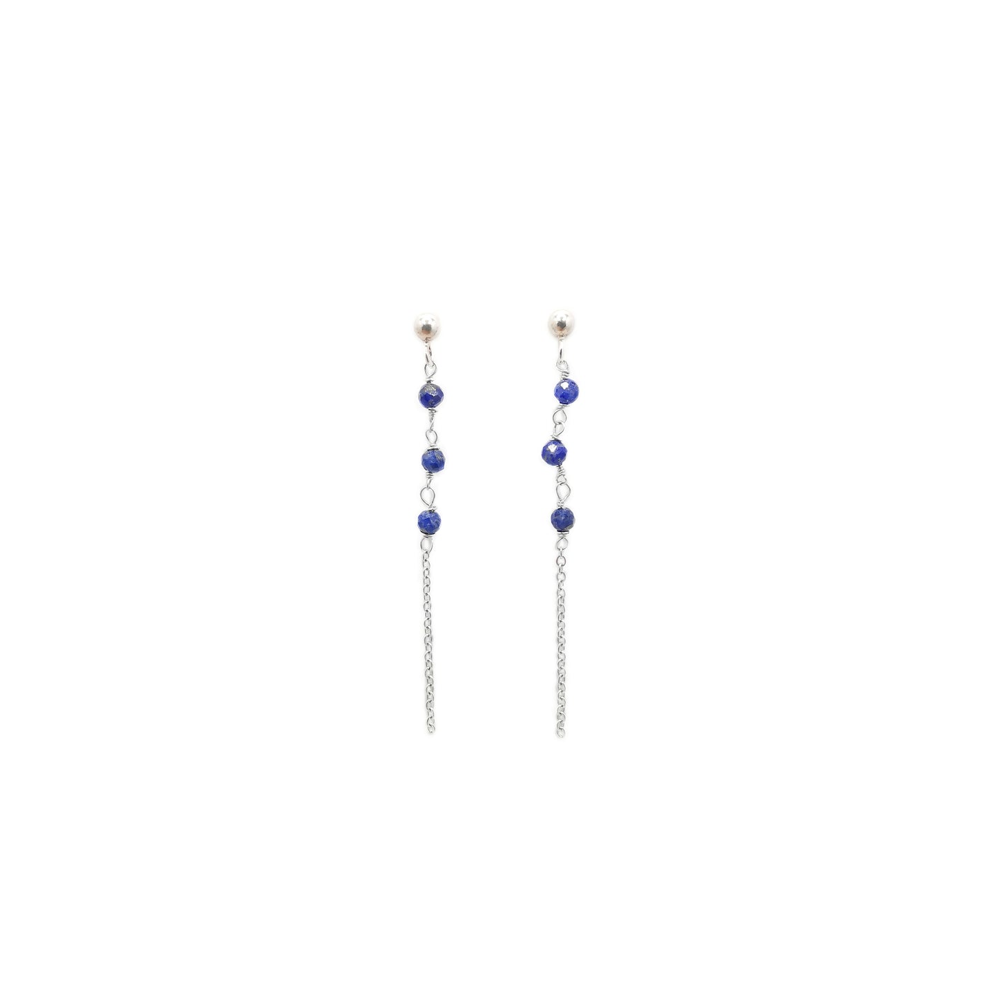 Lapis Lazuli Bead Chain and Chain Earrings