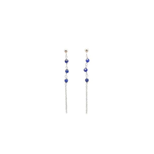 Lapis Lazuli Bead Chain and Chain Earrings