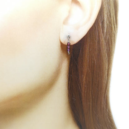 Garnet Beads Bar Earrings