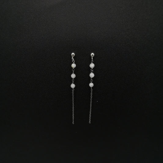 Moonstone Bead Chain and Chain Earrings