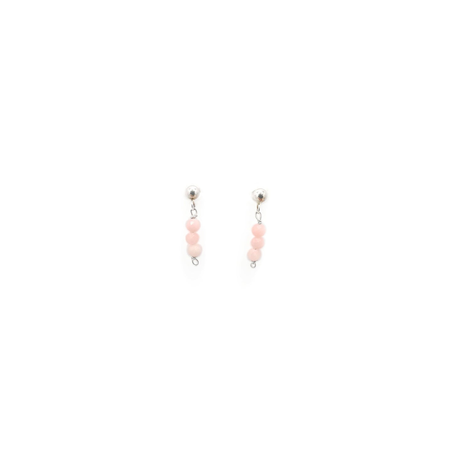 Pink Opal Beads Bar Earrings