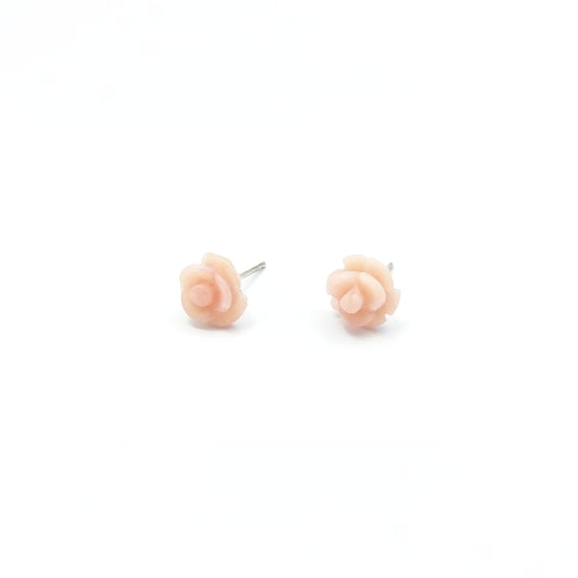 Pink Opal Preserved Flower Sterling Silver Earrings